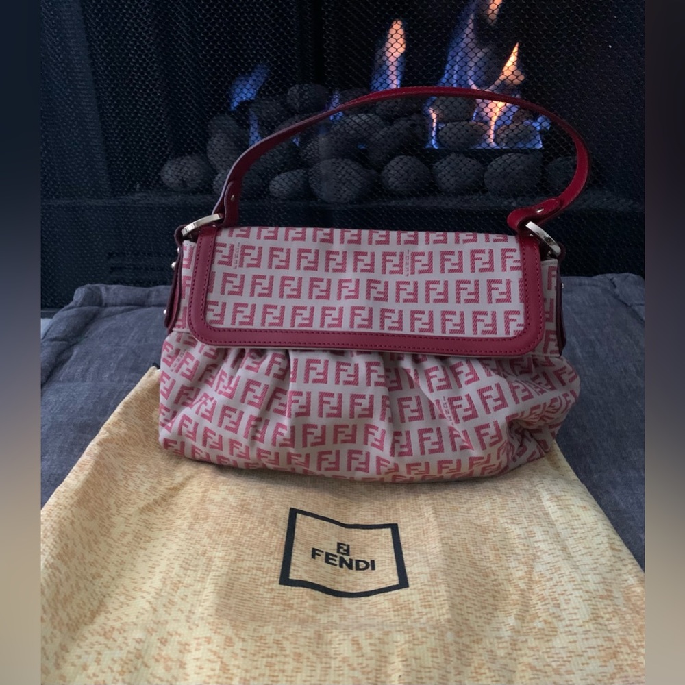 Fendi Mini Canvas Red Zucca Chef Shoulder Bag